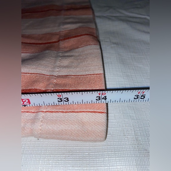 PAIGE Orange and Cream Striped Flare Jeans - Picture 7 of 11